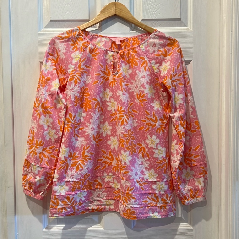 LILY PULITZER Lightweight Flowy Floral Summer Blouse
